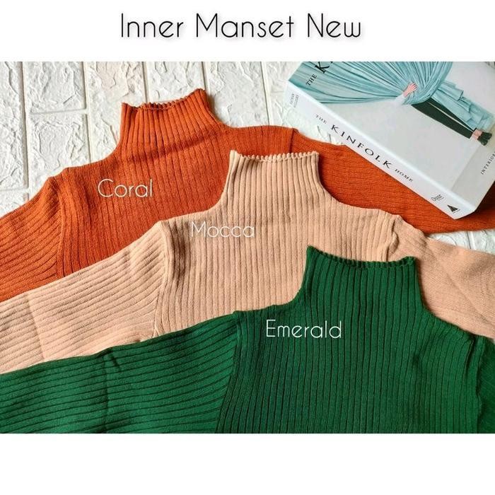 DWF Inner Manset Turtleneck Rajut Dalaman Outer Baju Hitam