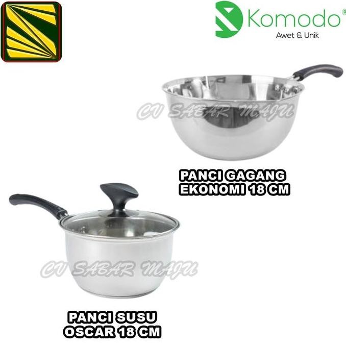 New Komodo Panci Stainless Komodo & Oscar / Panci Gagang 18Cm, Panci Gagang 18Cm + Tutup