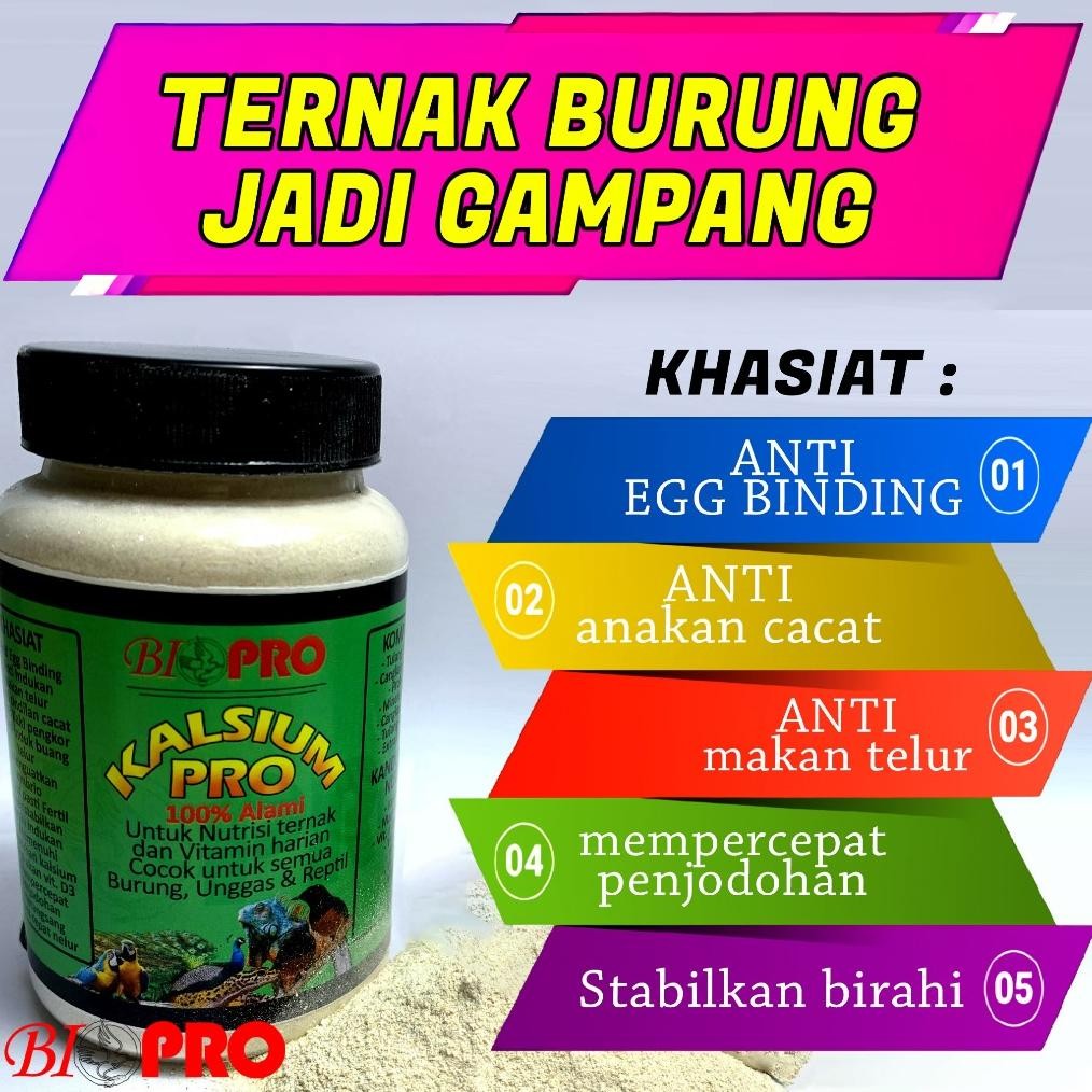 BIOPRO KALSIUM PRO ISI 400 GRAM VITAMIN DAN ASUPAN KALSIUM UNTUK SEGALA MACAM BURUNG DiM