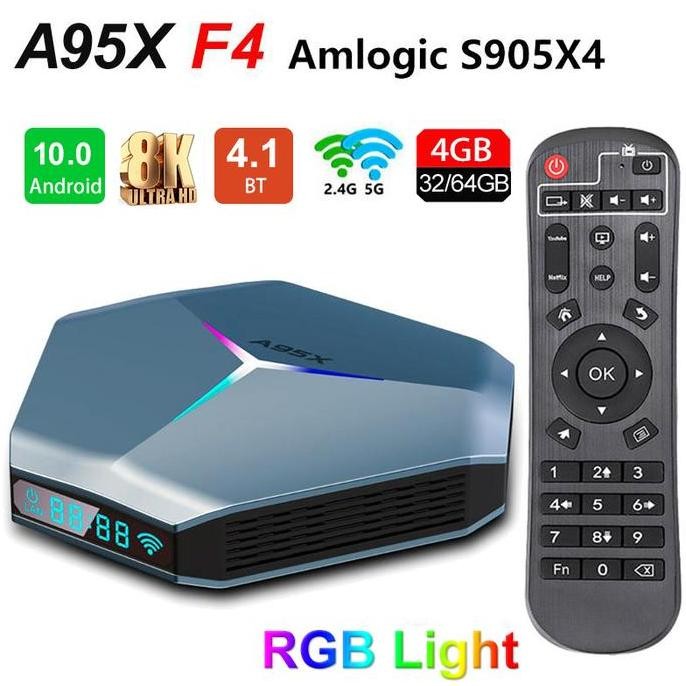 BEBAS ONGKIR - A95X F4 TV Box 8K Android 10 Amlogic S905X4 STB
