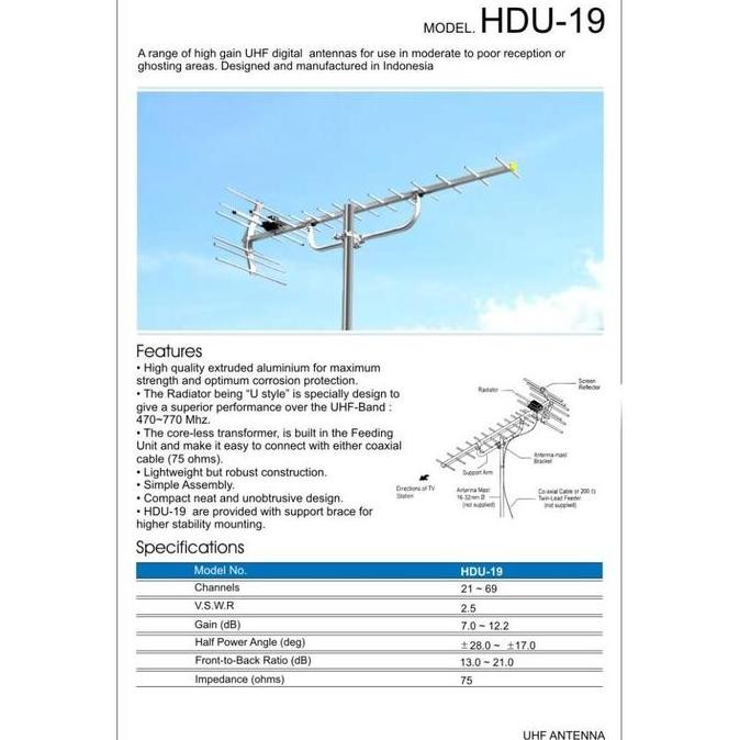 Antena Pf Digital Hd-U19 | Wooble