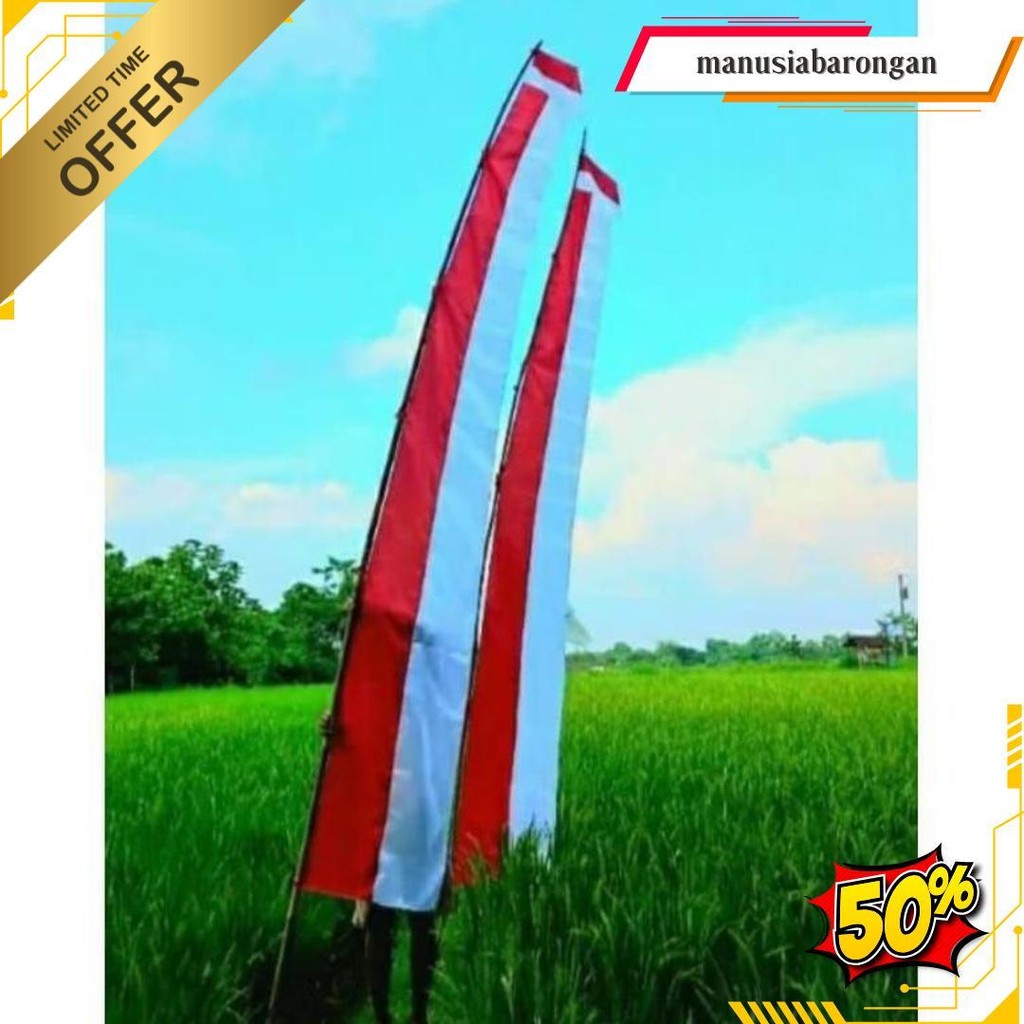Umbul Umbul Layur Merah Putih 4M / Layur Merah Putih Panjang 4M / Bendera Umbul Umbul Siap Kirim