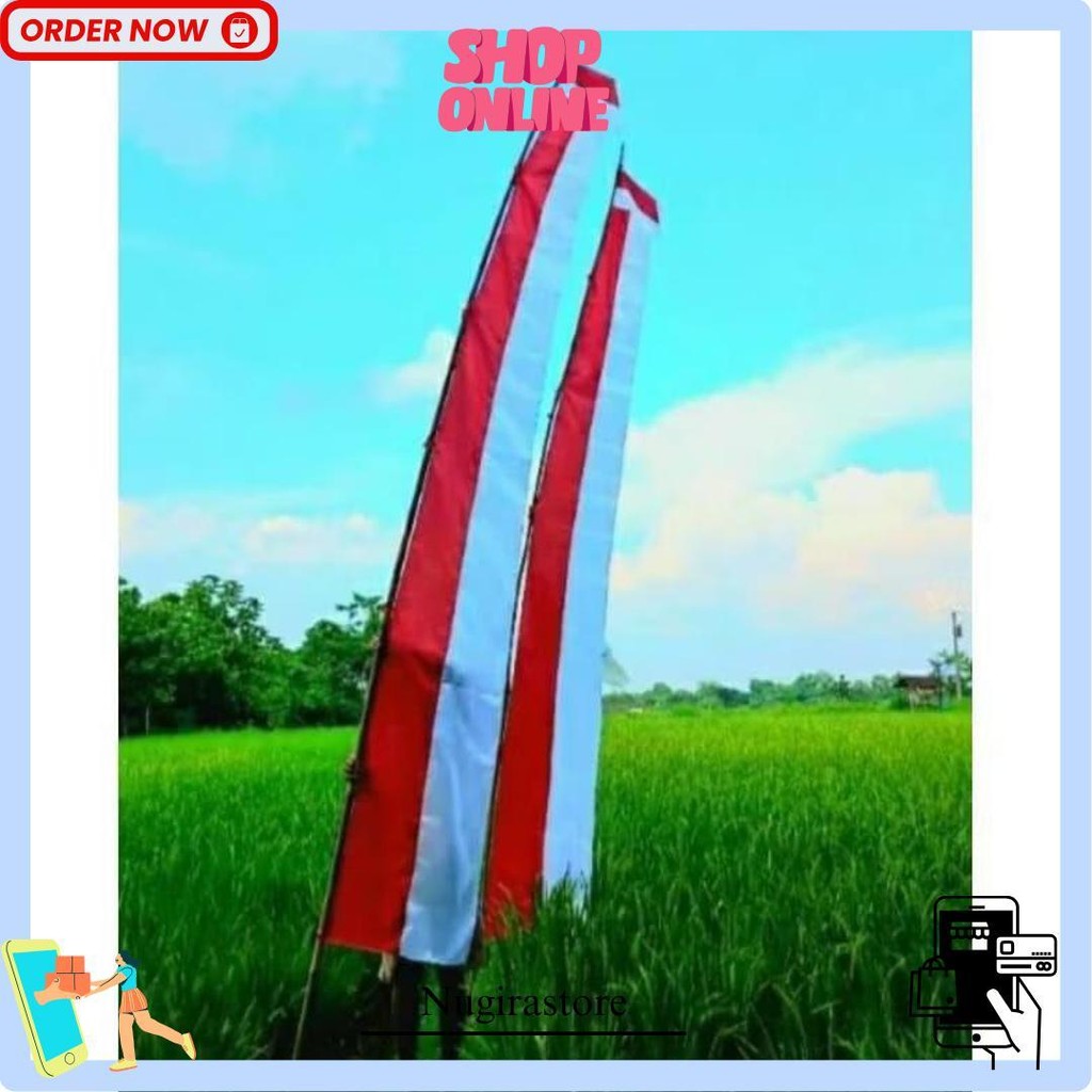 Umbul Umbul Layur Merah Putih 4M / Layur Merah Putih Panjang 4M / Bendera Umbul Umbul Cod
