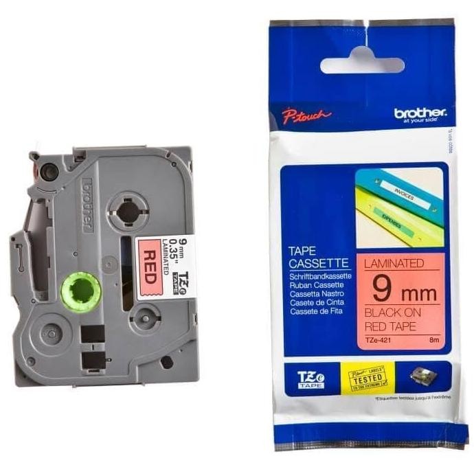 

Brother Ptouch Label Tape Tze-421 9Mm Black On Red Tze421 Resmi New Stok