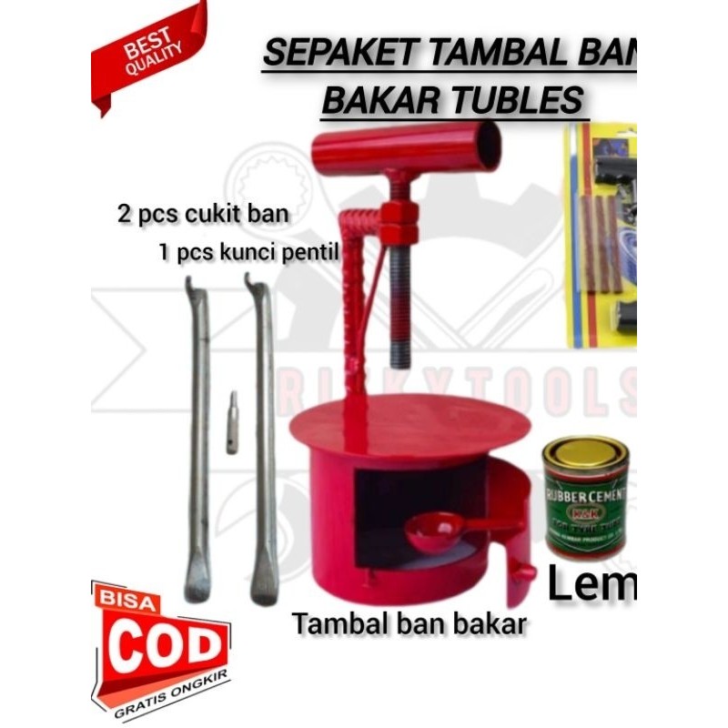 sepaket alat tambal ban motor tambal ban bakar tambal ban tubles tempel ban motor