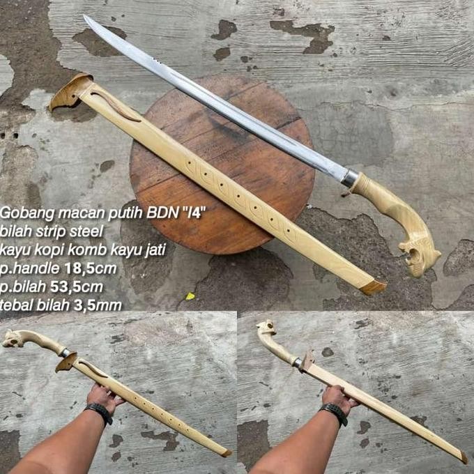 Golok Panjang Gobang Macan Putih Baja siap Pakai