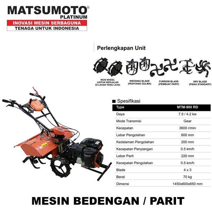 mesin parit cultivator tiller matsumoto type mtm - 900 rd