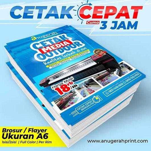 

new !!! Cetak Brosur A6 Art Paper Full Colour 2 sisi / Flyer - 1 RIM - Murah