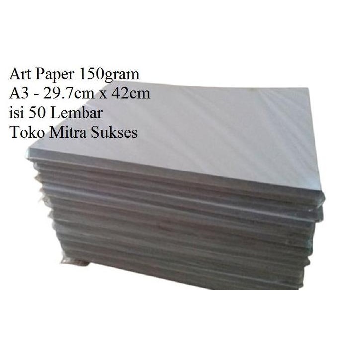 

new !!! Kertas Art Paper 150gram A3 - 29.7cm x 42cm isi 50 Lembar