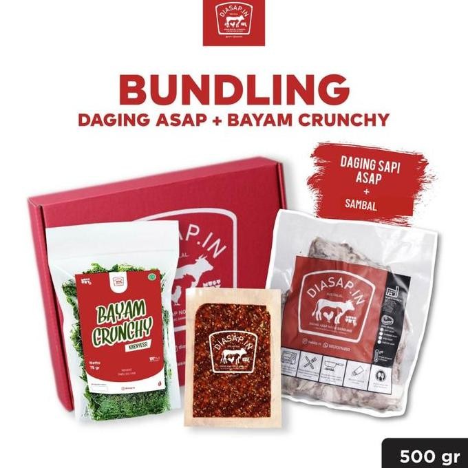 

SEI SAPI Daging Sapi Asap + Bayam Crunchy + 1 Sambal DIASAPIN