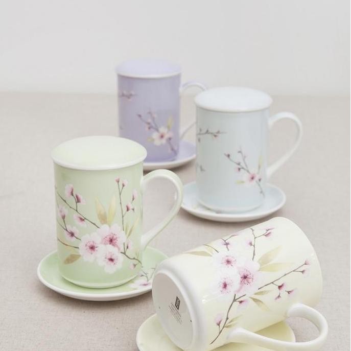 TERMURAH - Saint James Blossom Mug 11oz with cover and saucer St James Ceramic