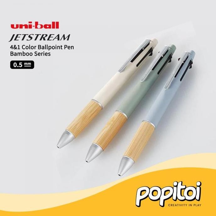 

TERMURAH - Uniball Jetstream 4&1 Color Multi Function Ballpoint Pen Bamboo Series 0.5 mm Uni Ball 4S 4+1