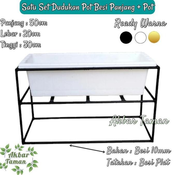TERLARIS - Standing Pot Besi Panjang Satu Set Pot / Dudukan Pot Panjang Besi 10mm