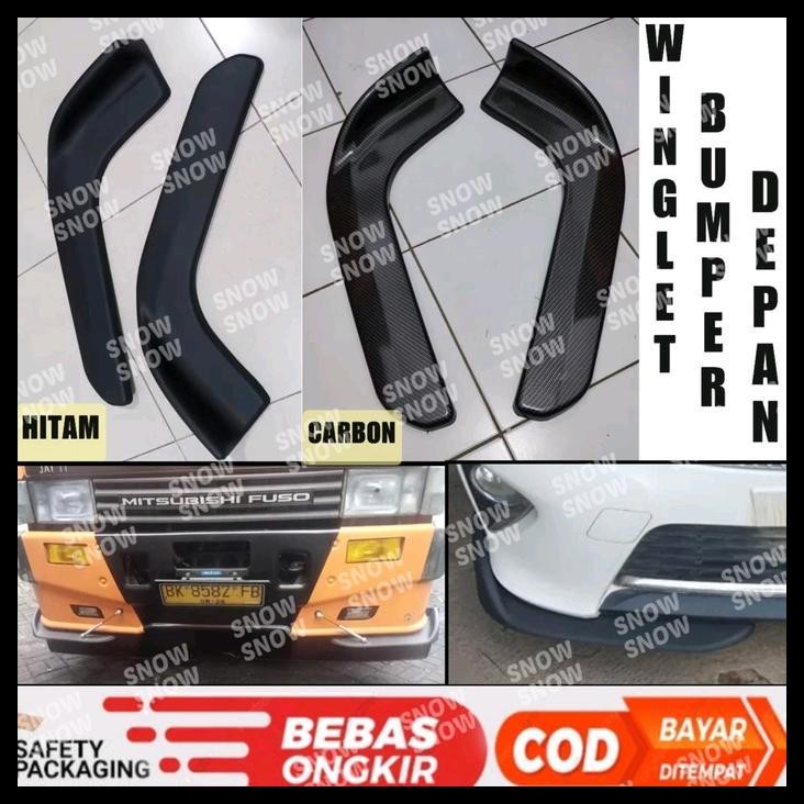 HOT DEAL WINGLET LIPS BUMPER DEPAN HITAM CARBON MOBIL UNIVERSAL AVANZA XENIA INNOVA AGYA ERTIGA XL7 