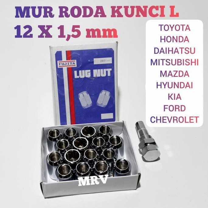 New Mur Baut Roda Mobil FUJITA 12x1.5mm - Baut Kunci L Untuk Velg Ban Mobil Racing