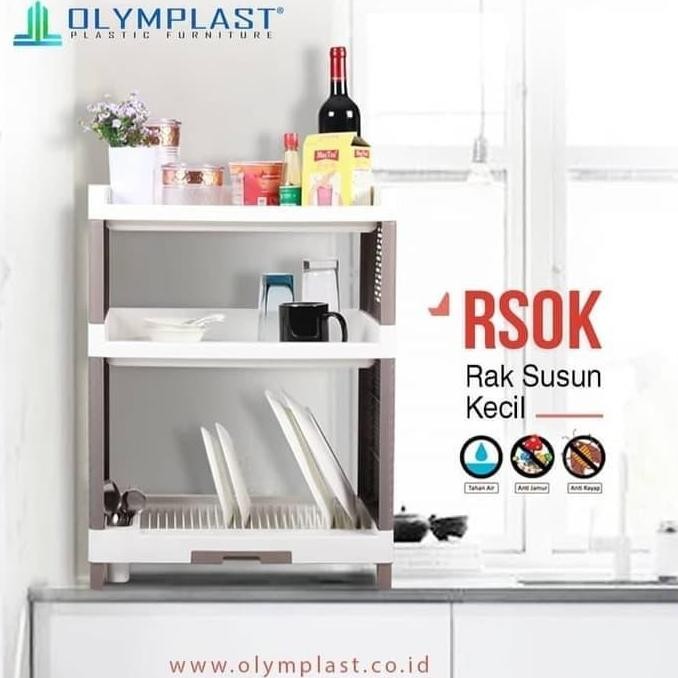 OLYMPLAST RSOK 03 RAK PIRING PLASTIK 3 SUSUN - RAK DAPUR TEMPAT GELAS SERBAGUNA ASLI
