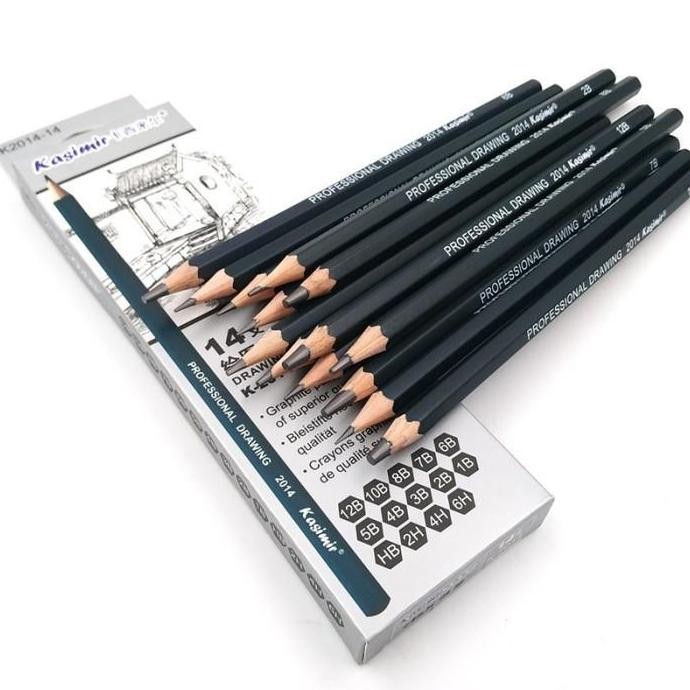 

New - Go - Set Pensil Sketsa Drawing Graphite Professional Pencils Charcoal 14Pcs