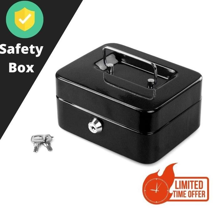 New Brankas Mini Box Besi Portable - Tempat Uang Perhiasan Kunci Aman