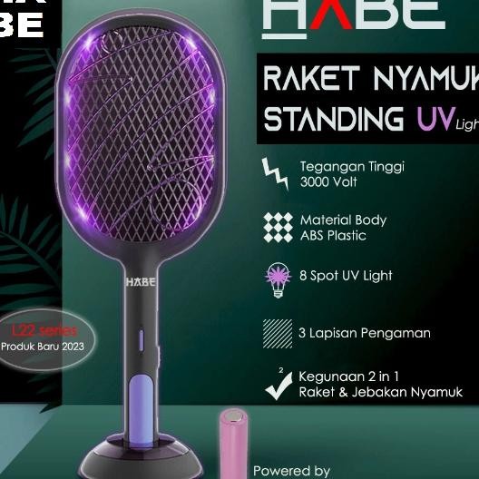 Habe Raket Nyamuk Uv Multifungsi Standing Mosquito Trap Swatter