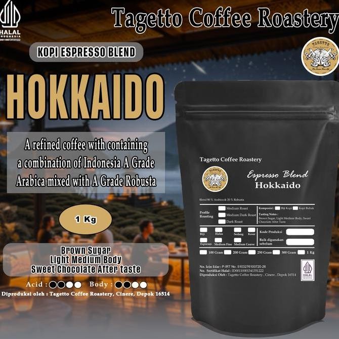 

READY TAGETTO ESPRESSO BLEND HOKKAIDO 1KG - BIJI & BUBUK KOPI 80% ARABIKA 20% ROBUSTA