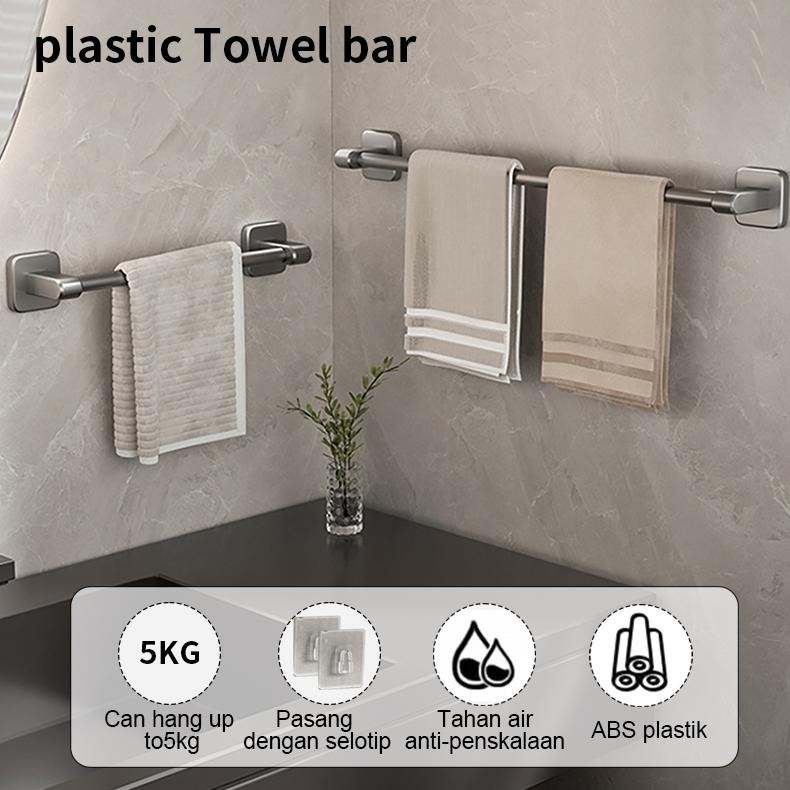 Gantungan handuk kamar mandi tempel gantungan baju dinding besi tempel Selotip Batang Handuk Plastik