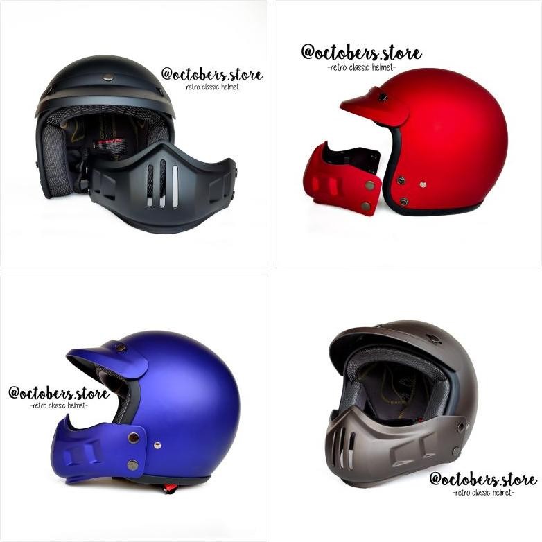 Terlaris Helm Cakil Modular (Half Face / Full Face) - Helm Retro - Helm Bogo