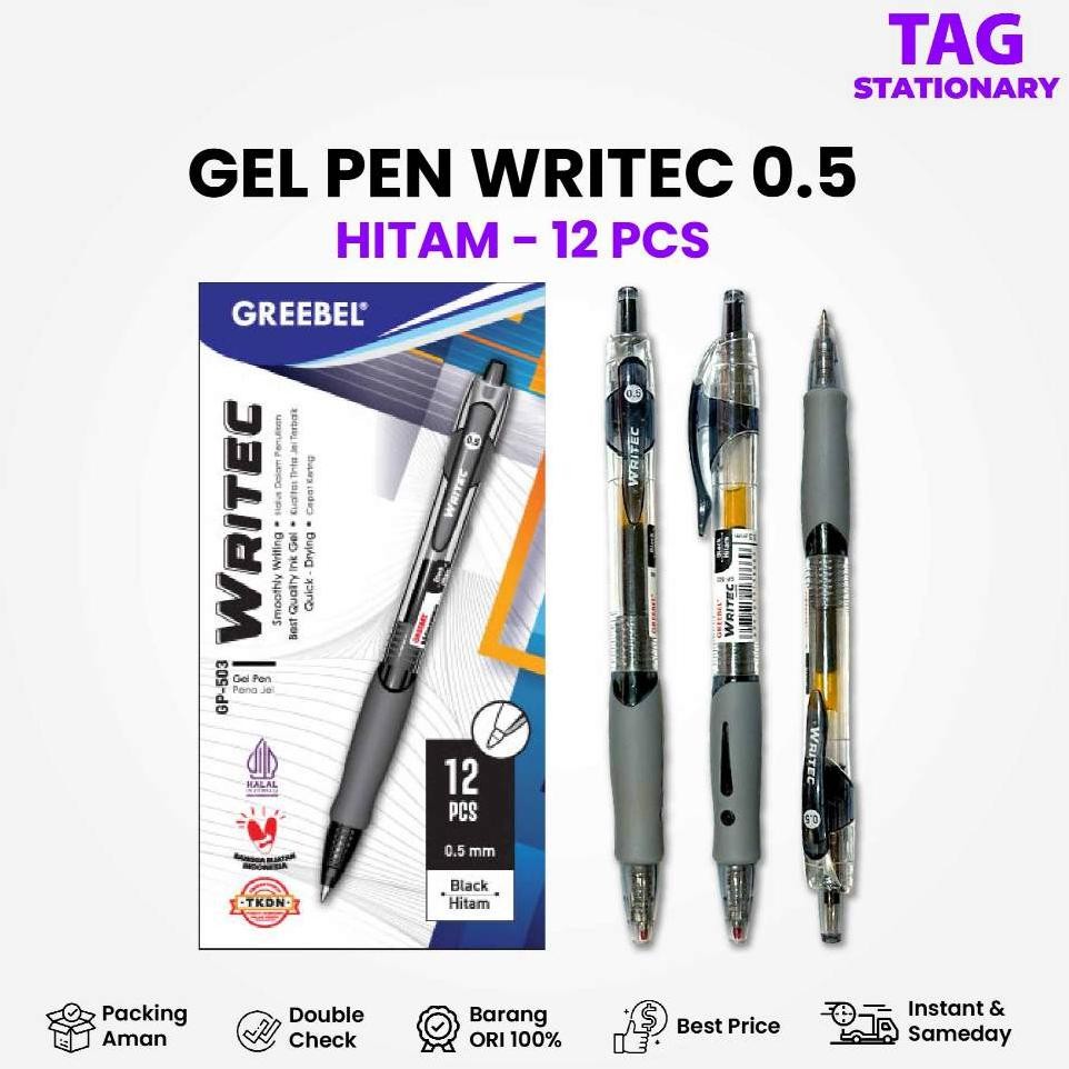 

Greebel Pulpen Gel Gel Pen Gp503 Writec 0.5 Tinta Hitam 12Pcsset Ballpen Pulpen Cetek