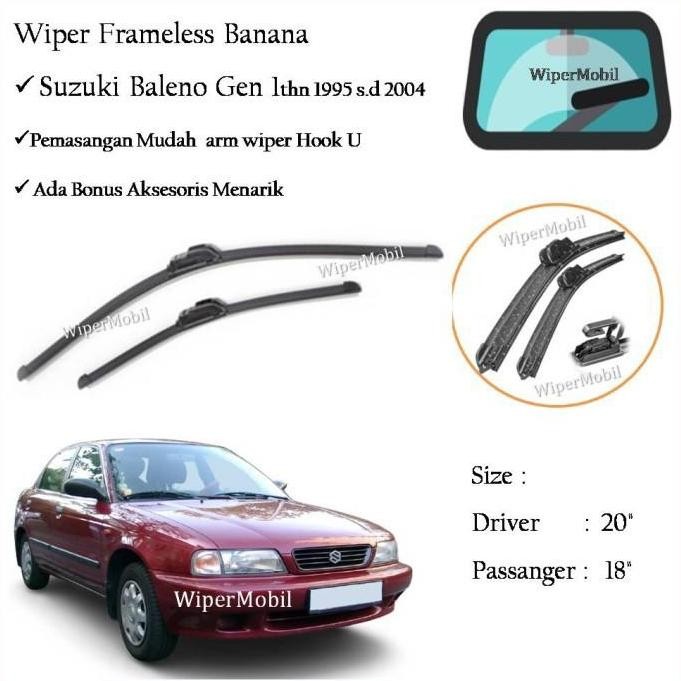 Promo WIPER FRAMELESS SUZUKI BALENO 1995-2000 DEPAN MODEL FLAT KACA MOBIL