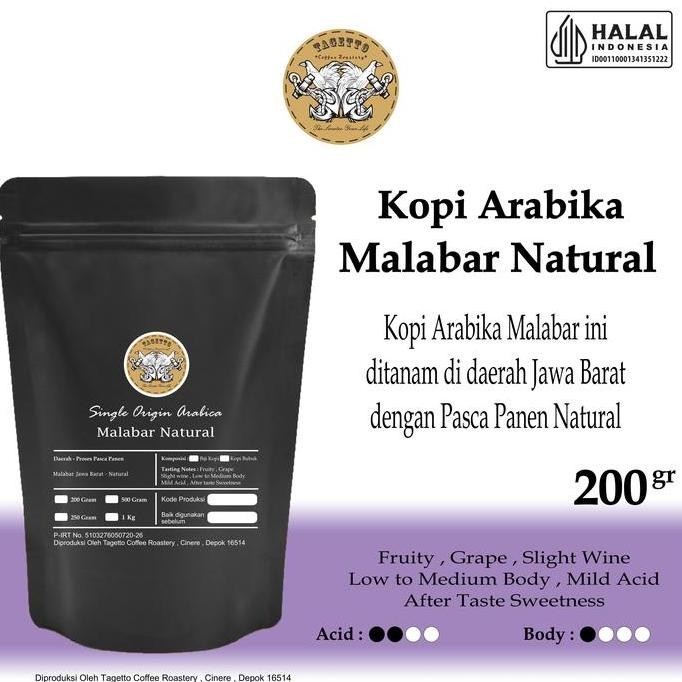 

READY BIJI KOPI ARABIKA MALABAR NATURAL 200GR - SPECIALTY COFFEE BEAN TAGETTO