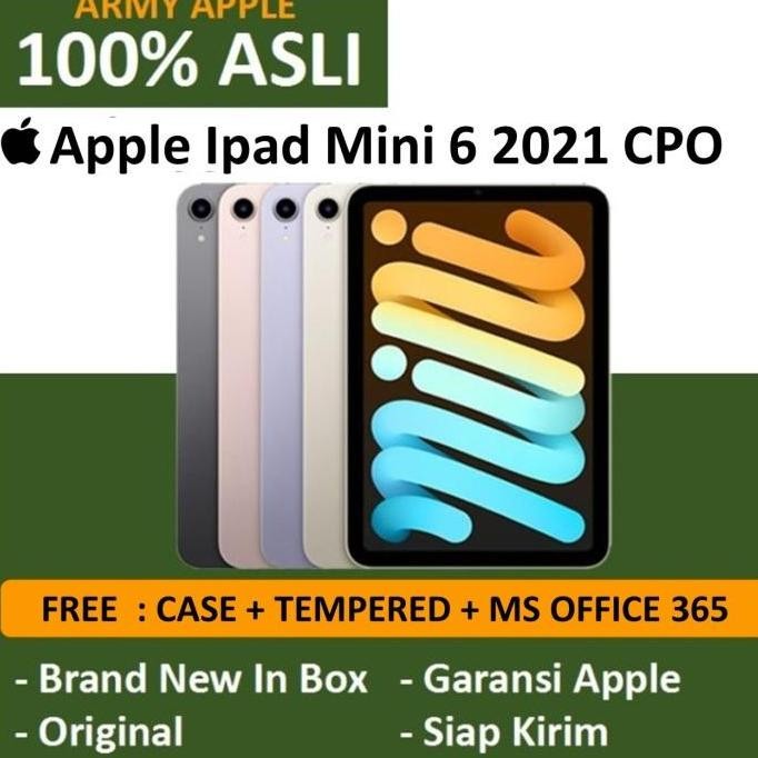apple ipad mini 6 2021 cpo 64gb 256gb wifi only & cellular - garansi resmi berkualitas