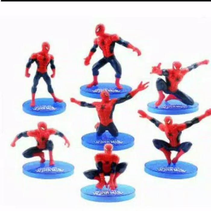 Action Figure Spiderman Mini Set Pajangan Dan Hiasan Kue Ulang Tahun