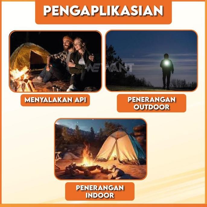 korek api elektrik mini wewant - senter usb cas 2in1 lighter 220 lumens berkualitas