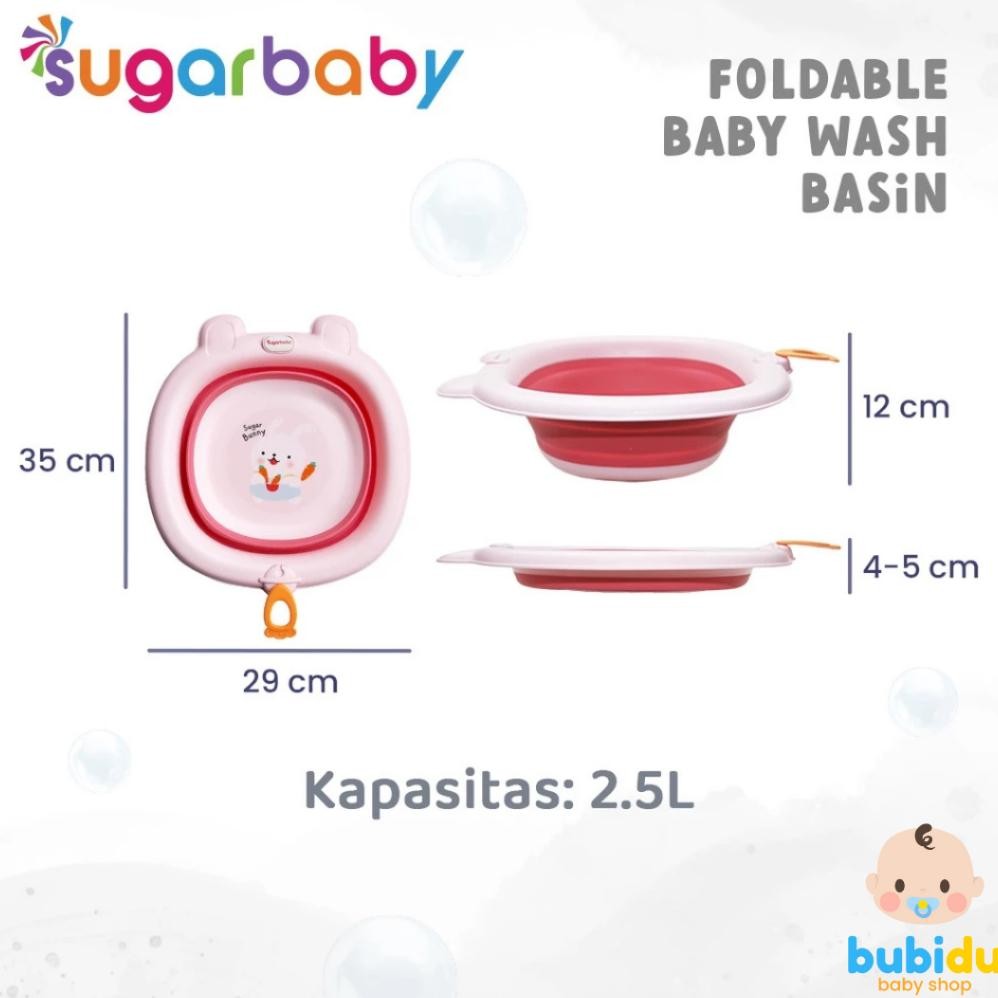 Kekinian - SUGAR BABY Foldable Wash Basin | Baskom Ember Lipat Perlengkapan Mandi Bayi Baru Lahir Su