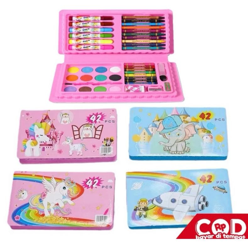 

Crayon set 42 Pcs Pensil warna Krayon set koper Alat menggambar mewarnai 42 PCS STY11