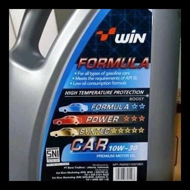 BEST DEAL OLI WIN FORMULA CAR 10W30 API SL (4L)/PELUMAS MESIN BENSIN WIN 10W-30/10-W30 (4 LITER) 