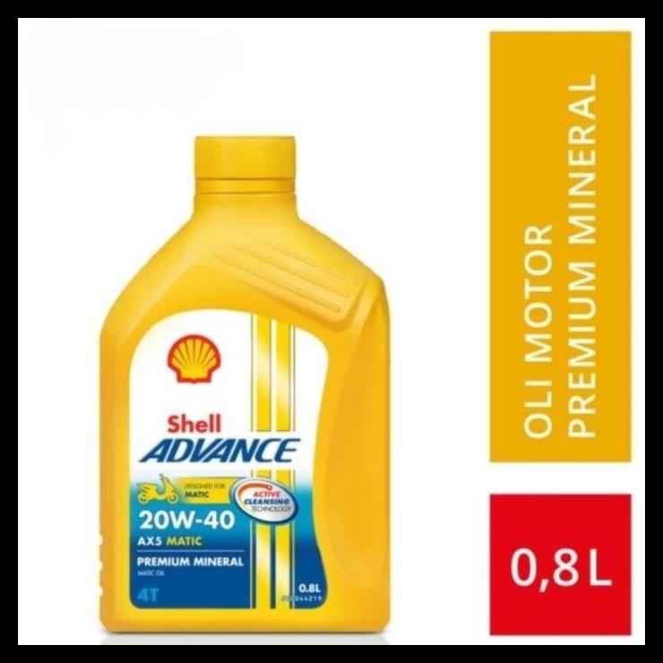 TERMURAH OLI SHELL ADVANCE AX5/AX 5 MATIC SCOOTER 20W40/20W-40 JASO MB (0.8L) 