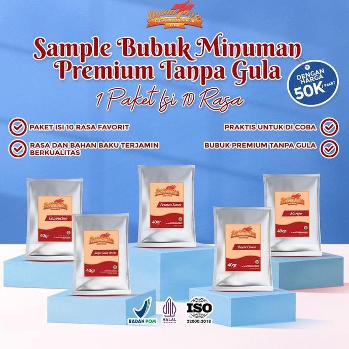 

Original Sample Bubuk Minuman Premium Tanpa Gula 40gr x10 - Tester Omura Powder Drink