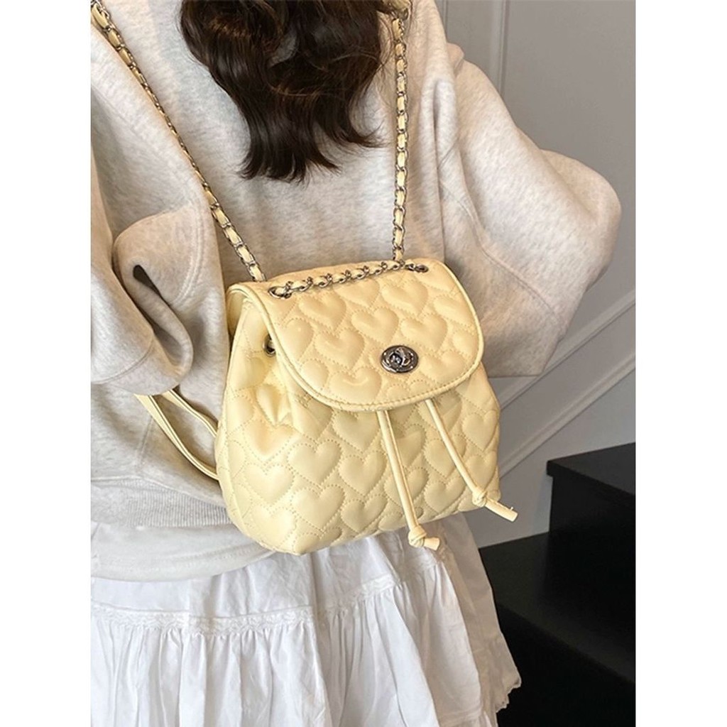 Tas Ransel Rantai Wanita Fashion Niche Gaya Jalanan Korea Tas Ember Tas Sekolah Mahasiswa