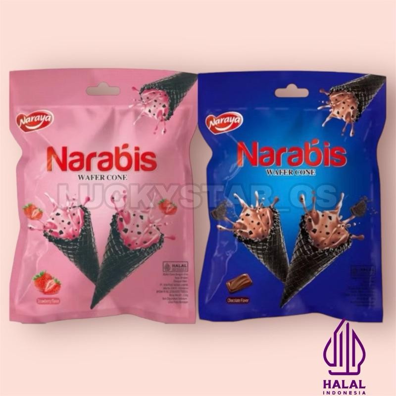 

READY STOCK NARAYA NARABIS WAFER CONE 220gr WAFER CONE DENGAN KRIM COKLAT STRAWBERRY ORI!