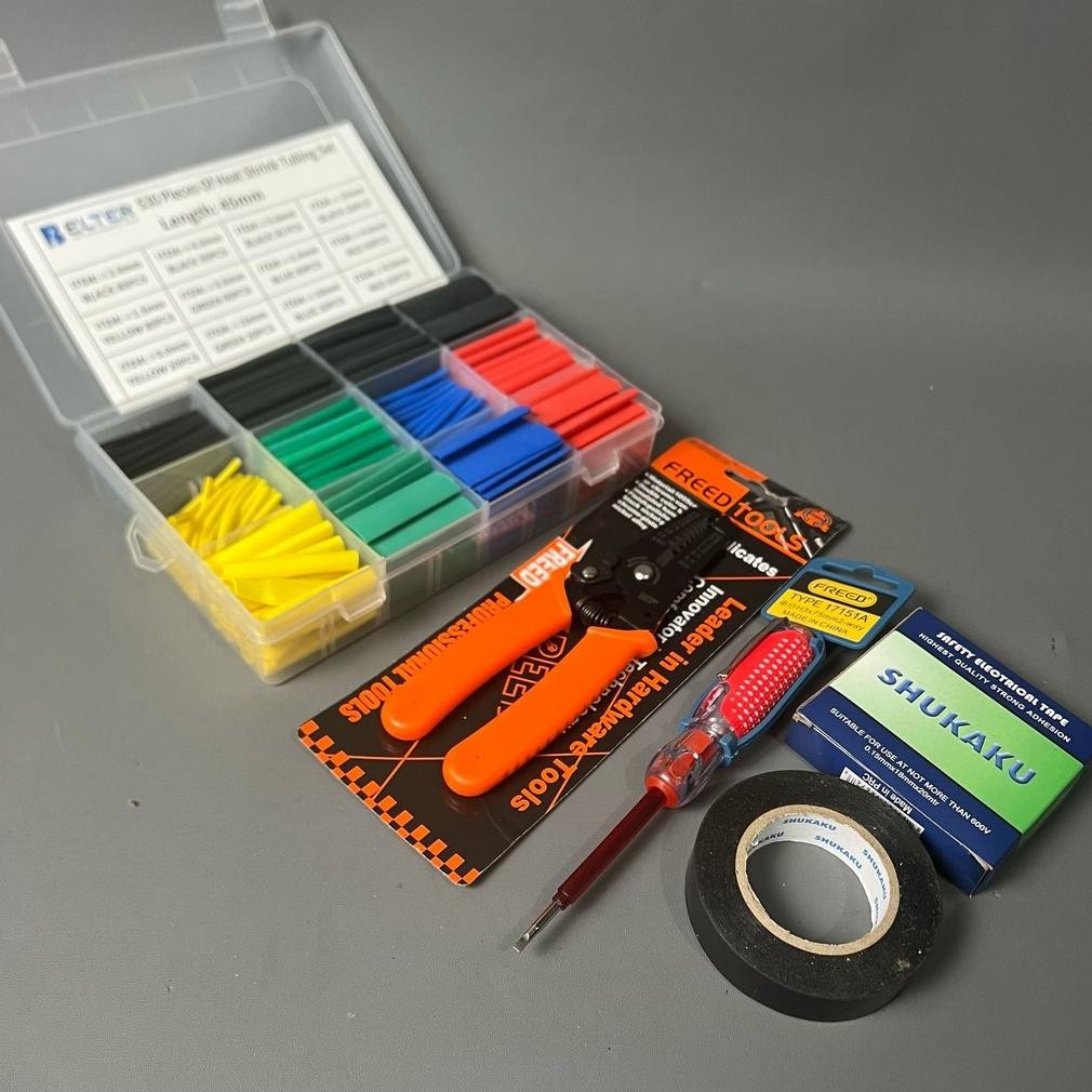 PAKET KELISTRIKAN 3 ITEM ISOLASI BAKAR 530 PCS / SOLASI GULUNG - TANG POTONG KUPAS KABEL - OEBNG TES