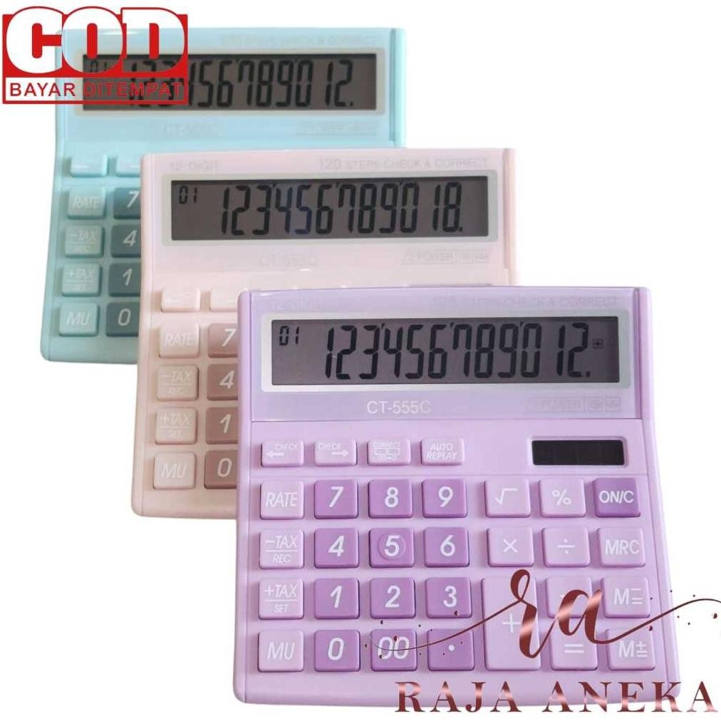 

KALKULATOR FANCY WARNA WARNI CALCULATOR 555N 555 N 555 C 555 COLOUR SERIES 12 DIGIT CHECK ULANG CHECK CORRECT BISA HITUNG ULANG RB2