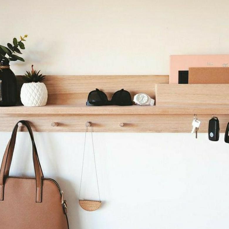 Rak Dinding 80CM - DEKORASI DINDING - GANTUNGAN BAJU - GANTUNGAN TAS - TEMPAT TAS - KAPSTOK