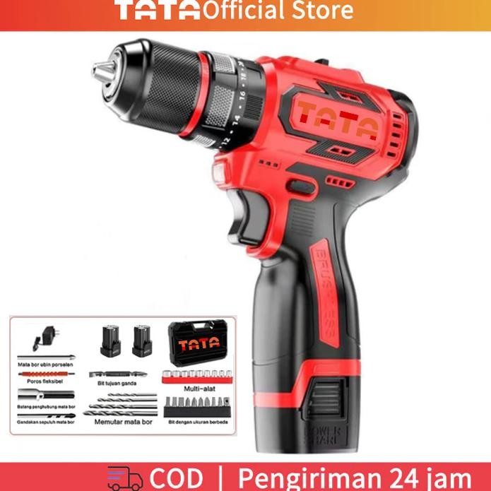 TATA brushless Cordless Screwdriver 16.8V bor impact Bor cas Mesin Bor Baterai Tangan Cordless Drill