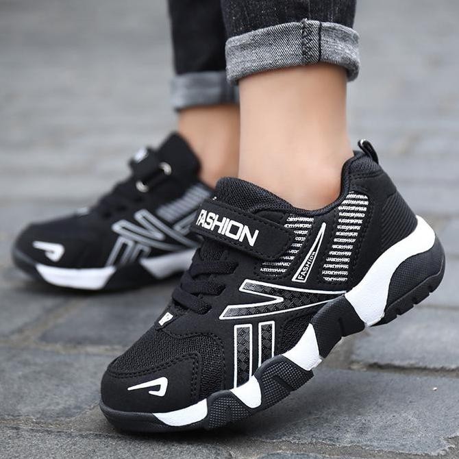 [ SHS store ] Rumpra Sepatu Sneakers Anak Laki Laki sd Ukuran 28-38 Sepatu Sekolah Hitam Polos Sepat