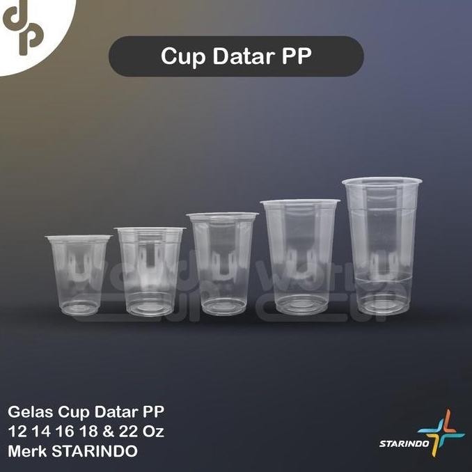 Gelas Cup Datar 12 Oz - 14 Oz -16 Oz - 18 Oz - 22 Oz Pp 1 Dus Starindo