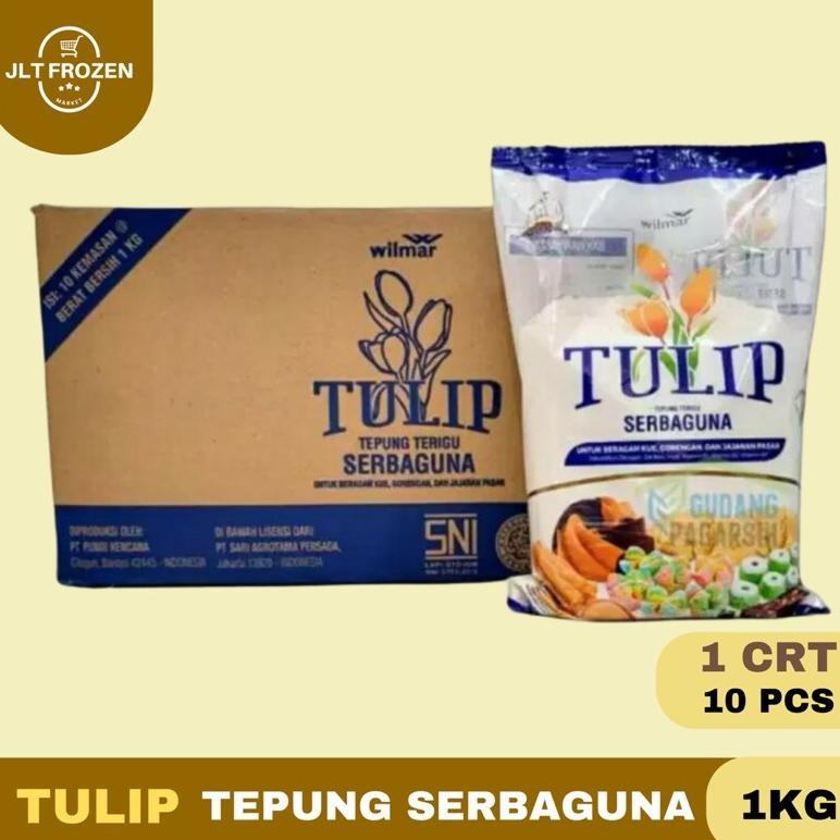 

Tulip Tepung Terigu Serbaguna / Tepung Terigu Kue Gorengan Jajanan Pasar - KARTON Isi 10 X 1Kg Nugi