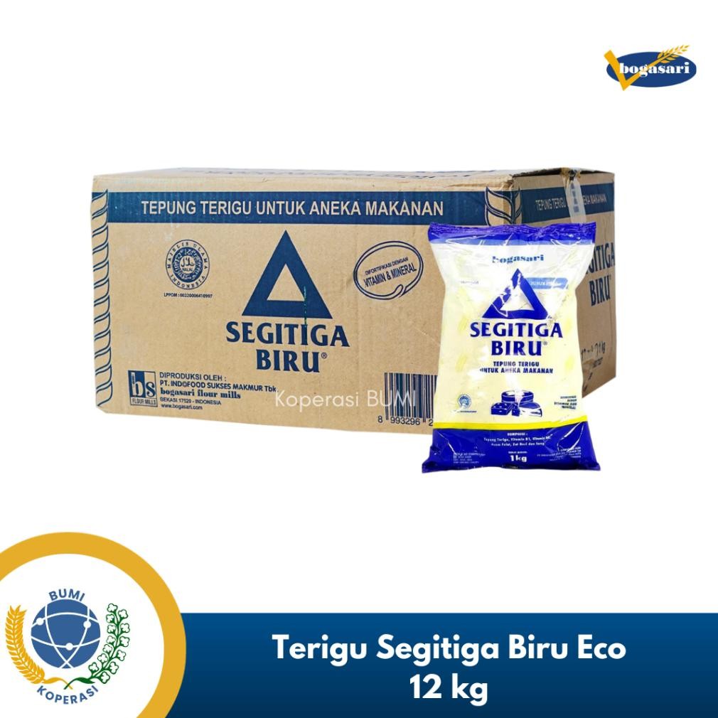 

Tepung Terigu Bogasari Segitiga Biru Eco isi 12 , 1Kg /pcs Nugi