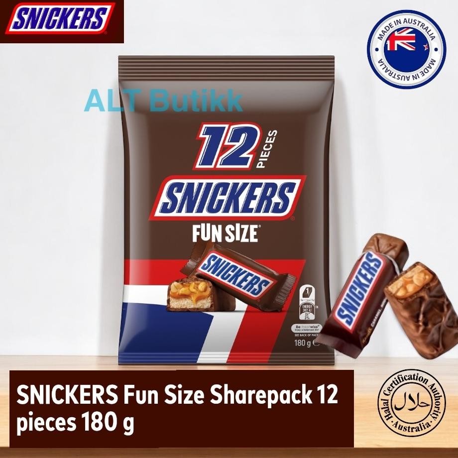 

READY STOCK SNICKERS FUN SIZE CHOCOLATE 180 GR | COKELAT SNICKERS | PRODUCT OF AUSTRALIA