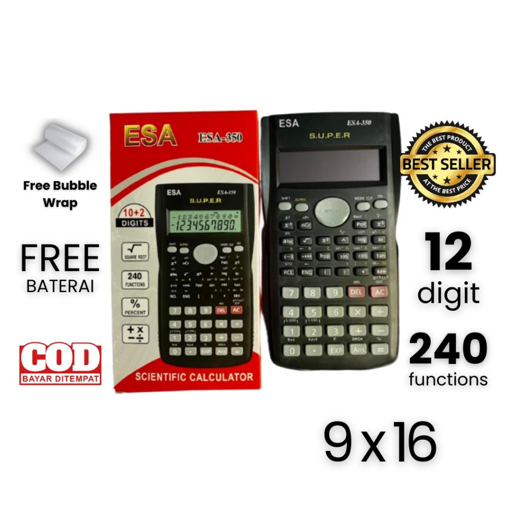 

Kalkulator Scientific Ujian Sekolah ESA 10 + 2 Digit Murah // Kalkulator Ujian Sin Cos Tan - Kalkulator Akuntansi - Kalkulator Kimia Biologi Matematika RB2