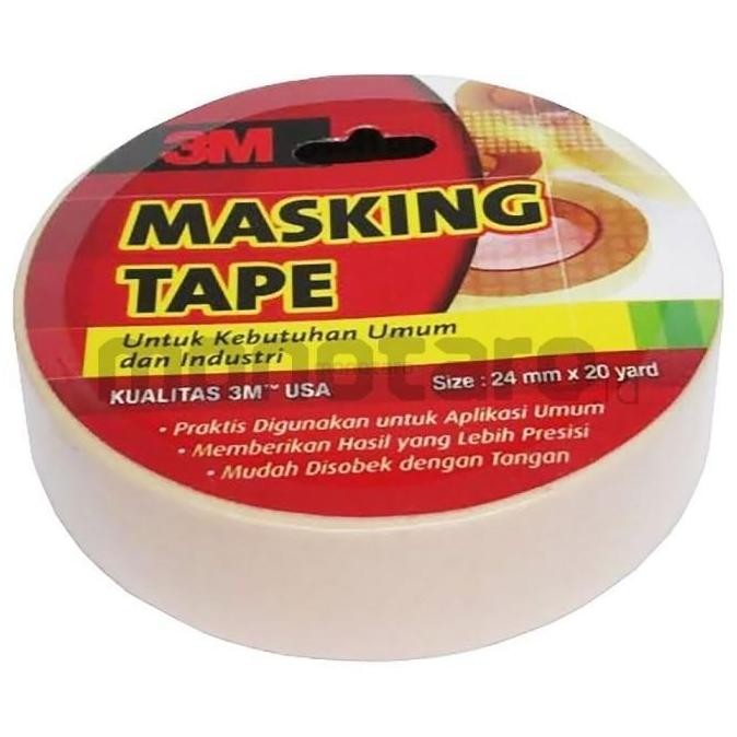 

Original 3M Lakban Kertas Masking Tape Ukuran 1 Inch 24Mm X 20Yards